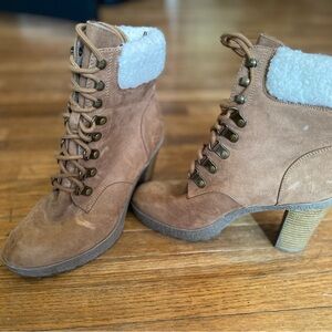 Brown Suede Lace-Up Ankle Boots